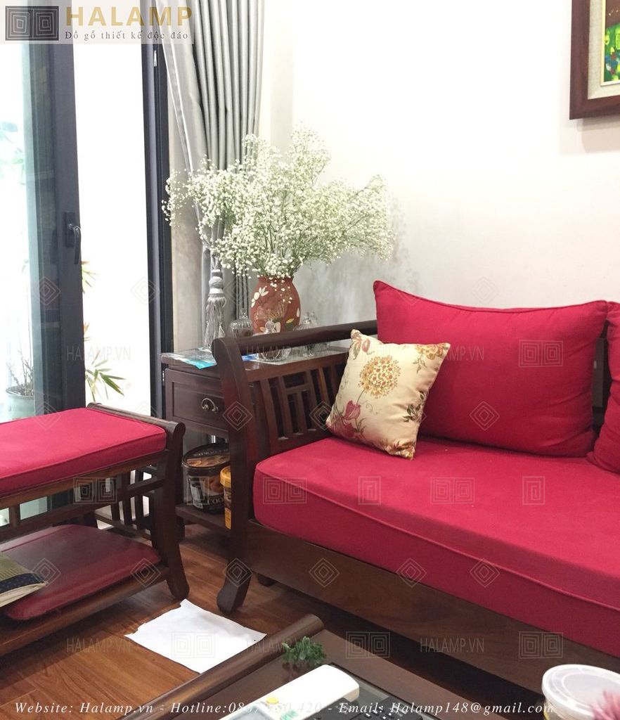 Bộ sofa gỗ Gụ Halamp