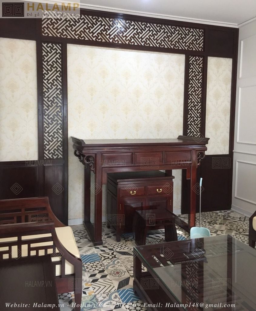 Hình ảnh thực tế phòng khách đặt bàn thờ