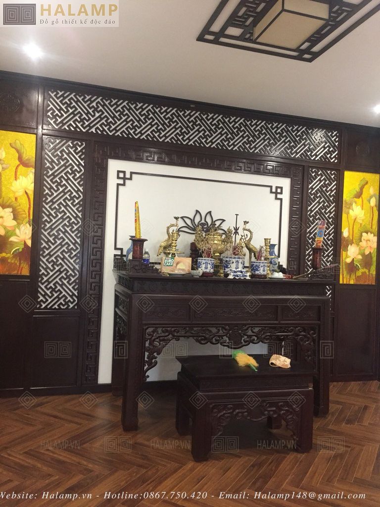 mẫu bàn thờ gia tiên cho biệt thự