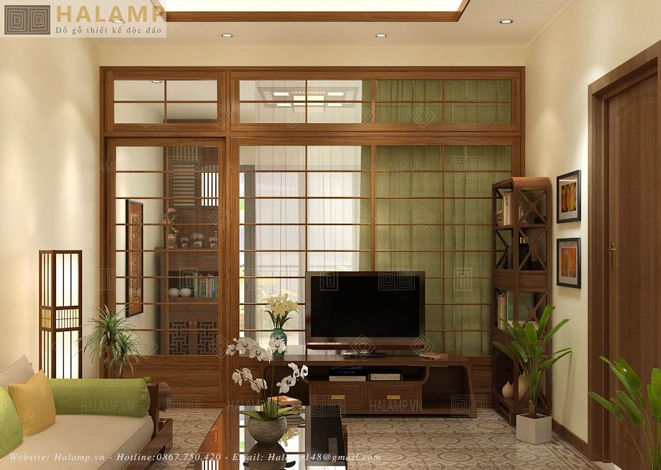 Vách ngăn phòng bằng gỗ đẹp