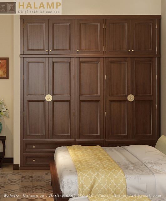 Mẫu tủ áo thiết kế thi công gỗ tự nhiên đẹp