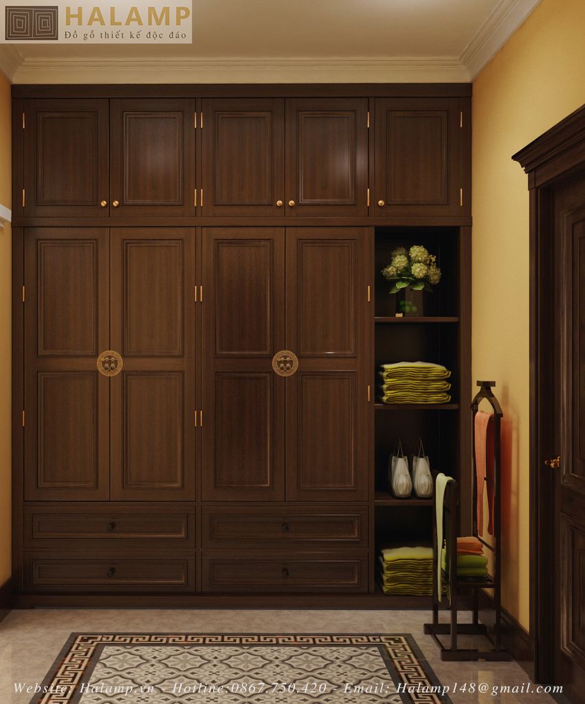 Mẫu tủ áo thiết kế thi công gỗ tự nhiên đẹp