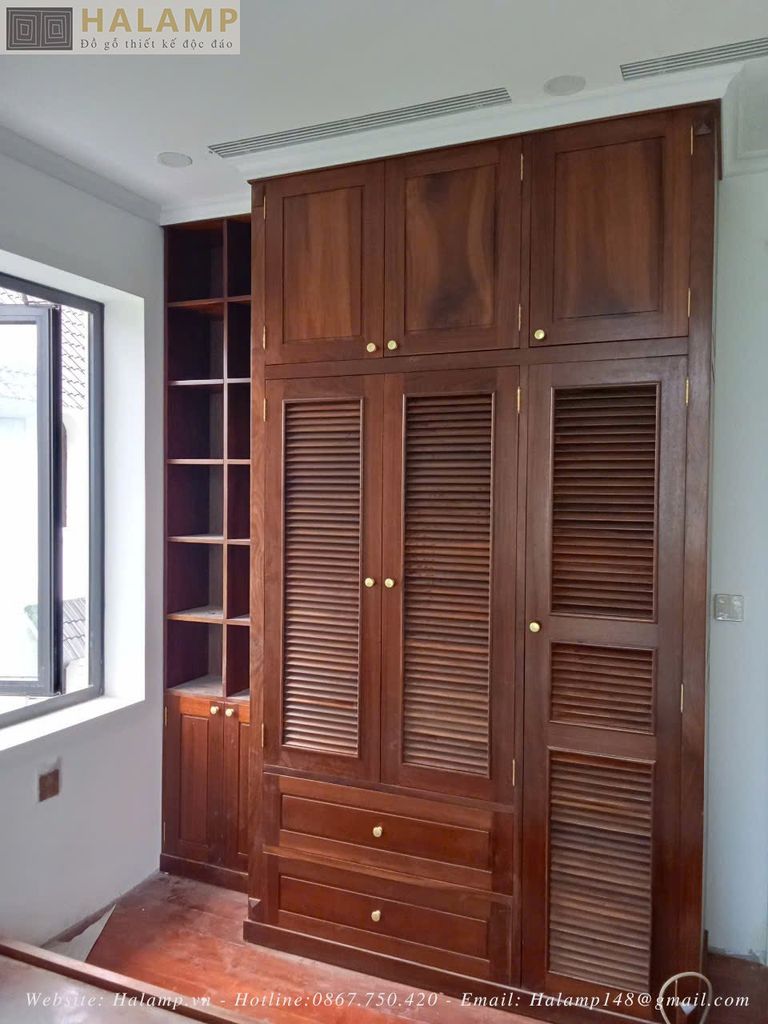 Thiết kế thi công tủ quần áo gỗ tự nhiên đẹp