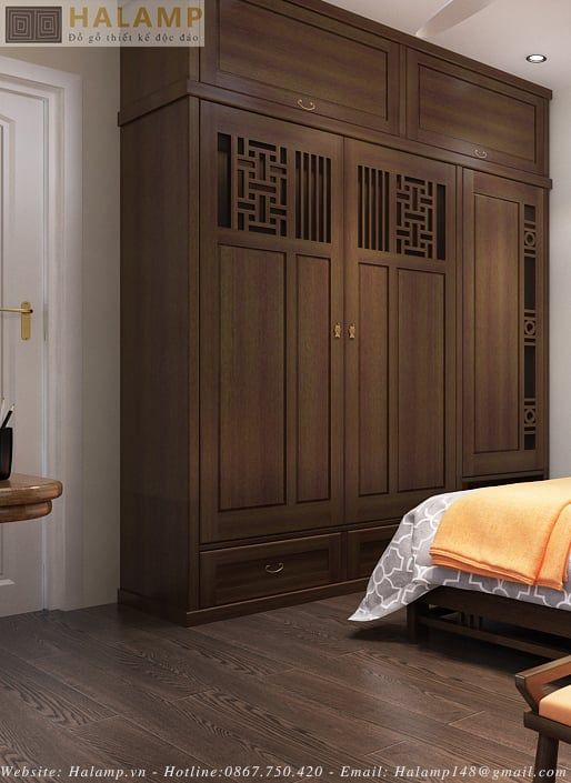 Mẫu tủ áo thiết kế thi công gỗ tự nhiên đẹp