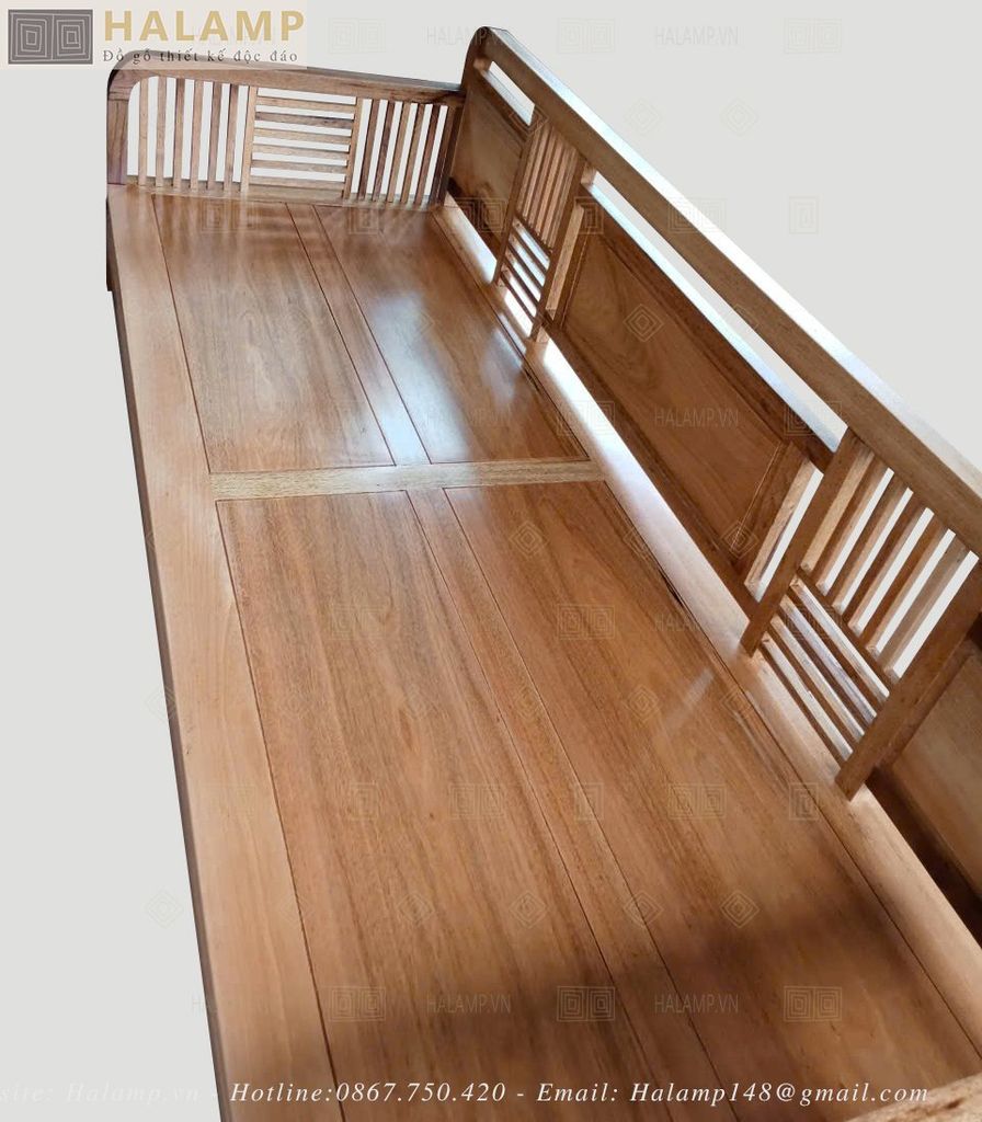 Sofa gỗ Gụ tự nhiên với mầu gỗ để mộc