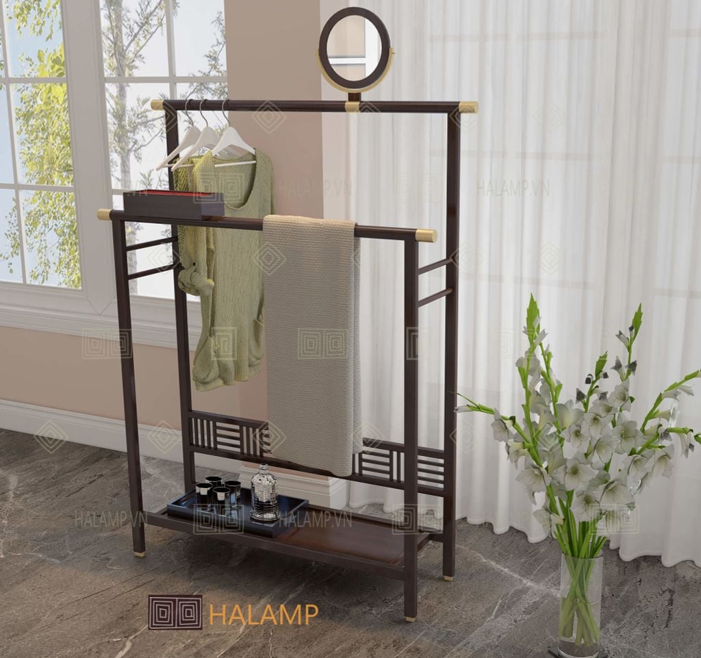 Giá treo khăn tắm bằng gỗ nội thất halamp