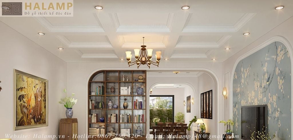 Thiết kế trần thạch cao nhà liền kề