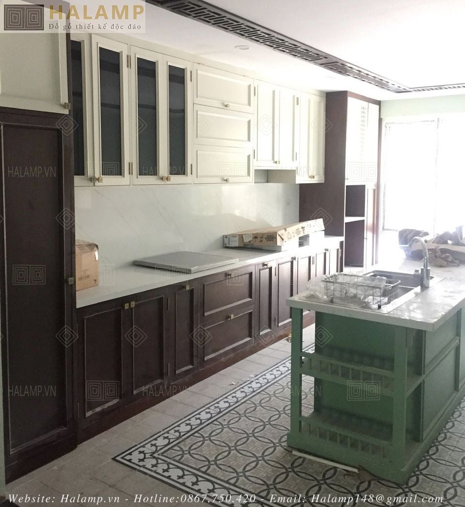 Tủ bếp chữ I thiết kế thi công cho nhà shophouse