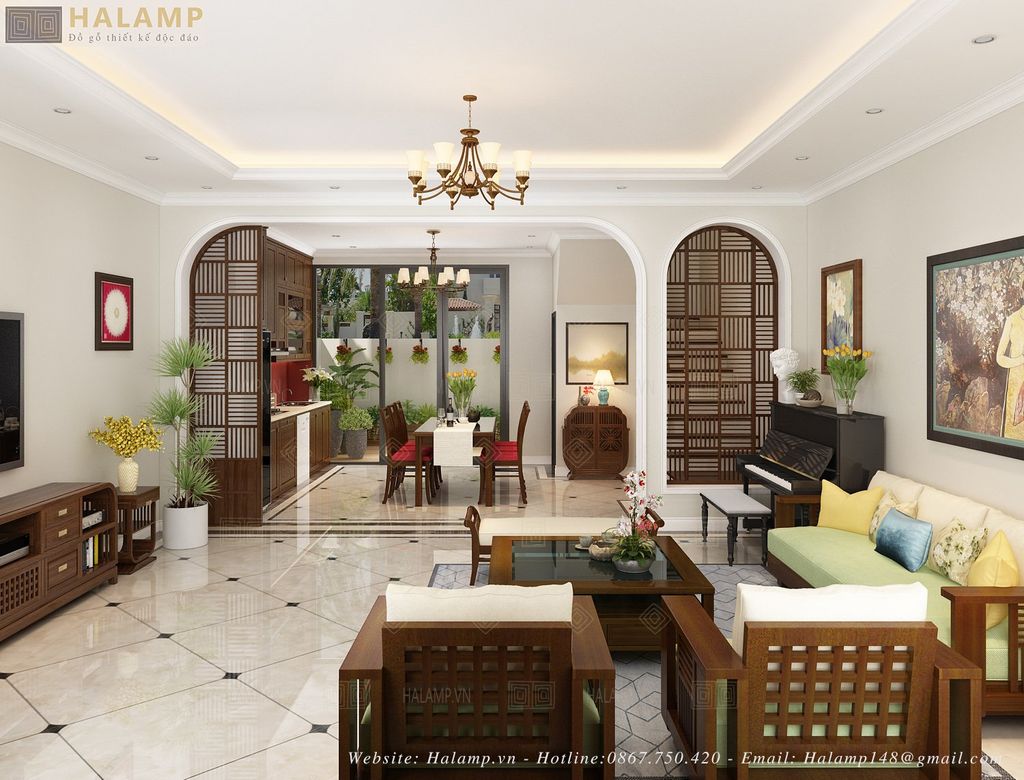 Không gian phòng khách nhà liền kề khu Nguyệt Quế Vinhomes