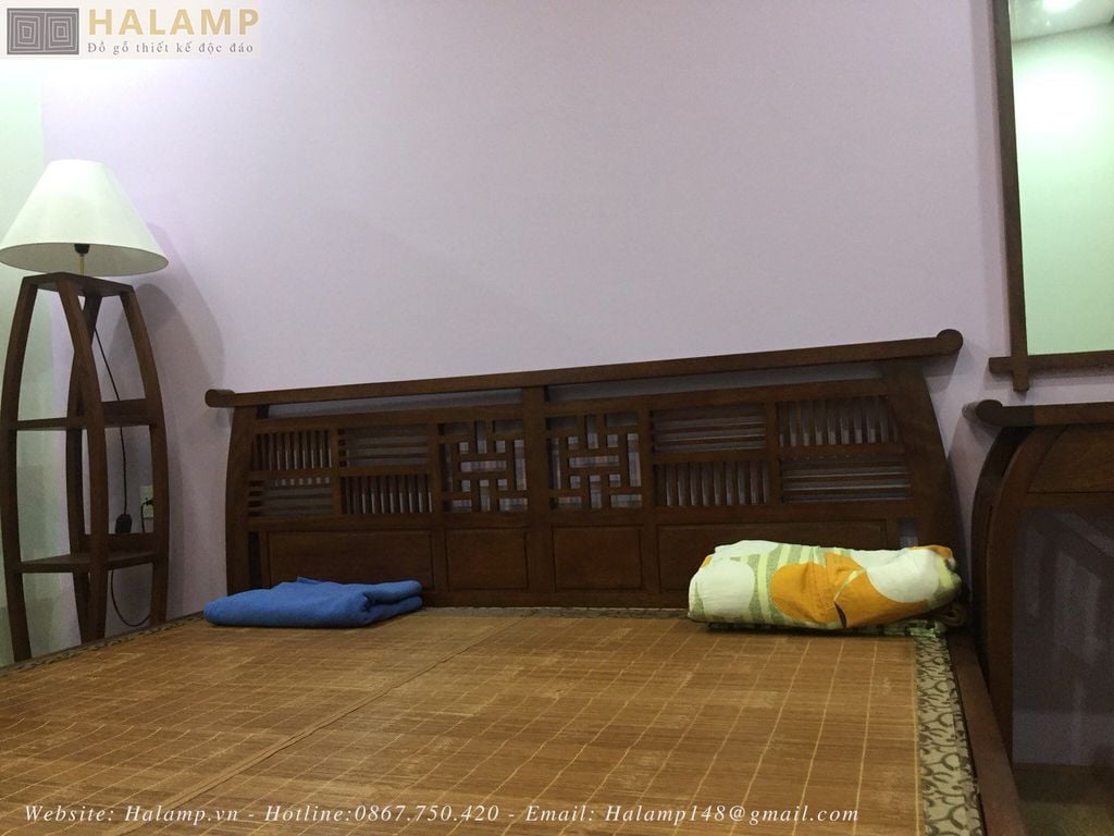 Hình ảnh giường ngủ thi công với gỗ Gõ tự nhiên