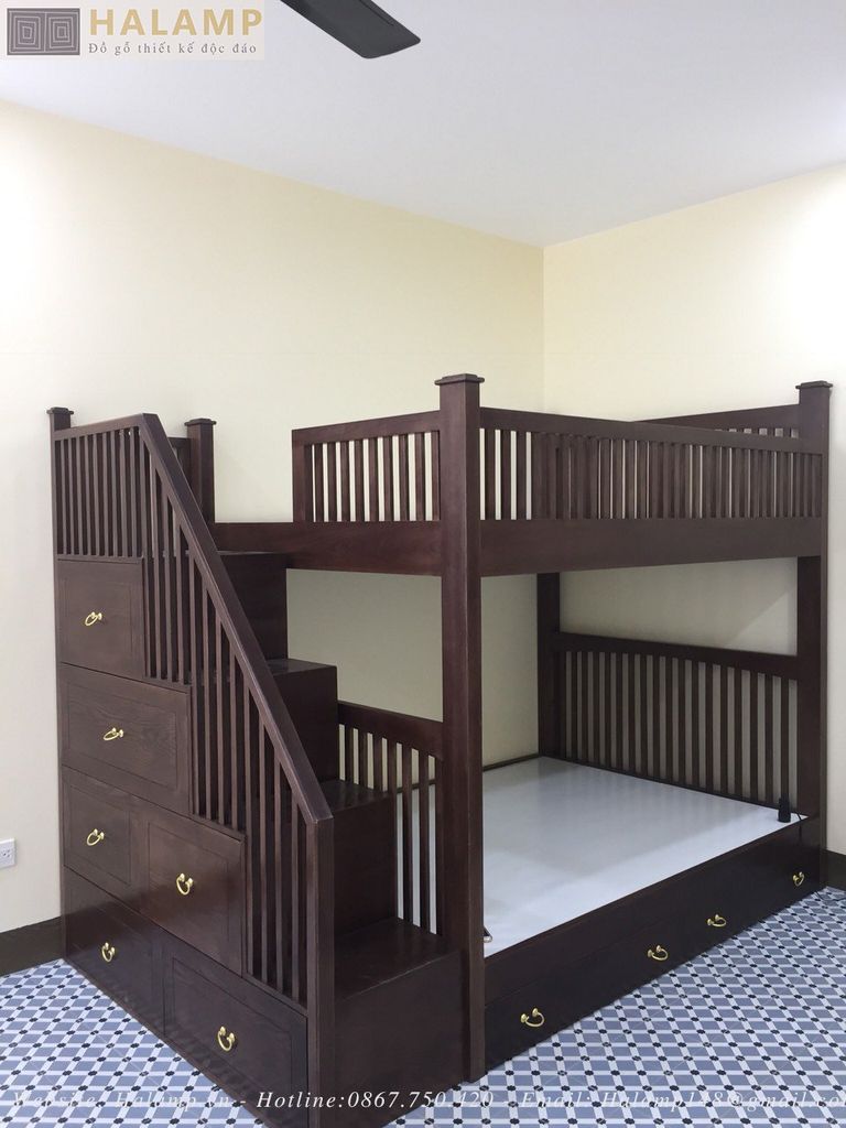 Hình ảnh mẫu giường tầng gỗ tự nhiên