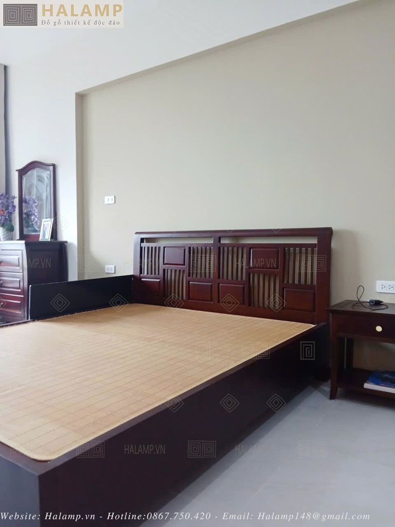 Hình ảnh giường ngủ thi công với gỗ Gụ tự nhiên