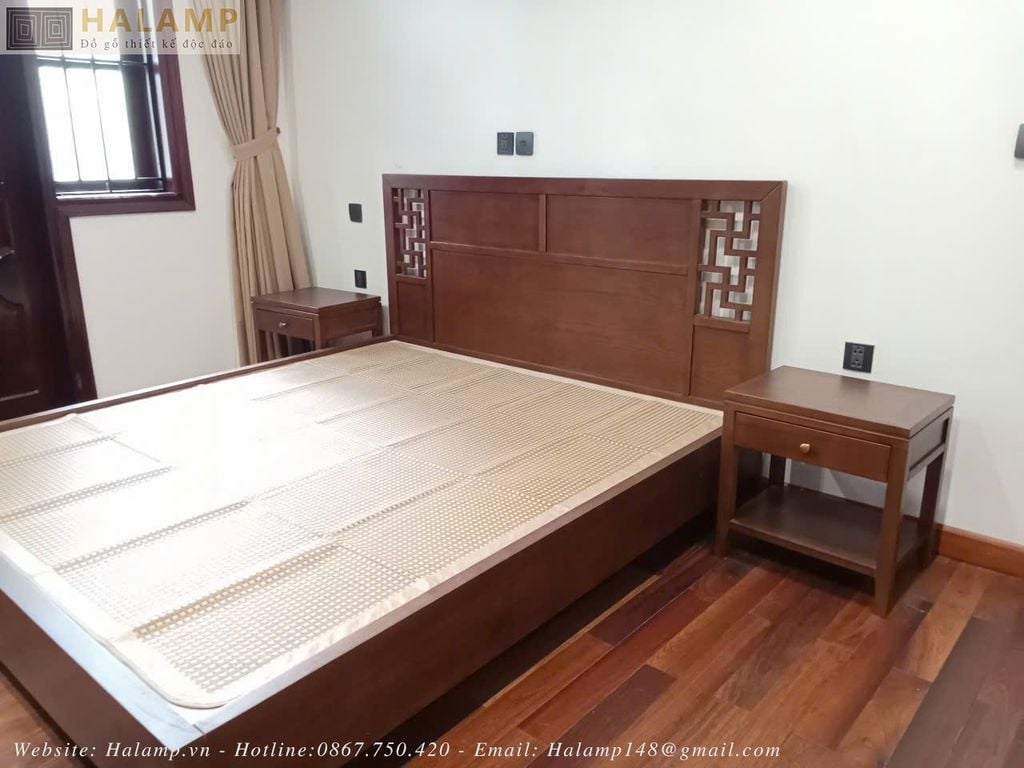 Hình ảnh mẫu giường gỗ tự nhiên 1,6x2m