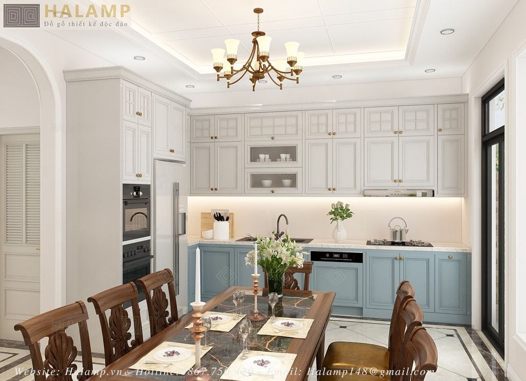 mẫu tủ bếp đẹp cho nhà liền kề