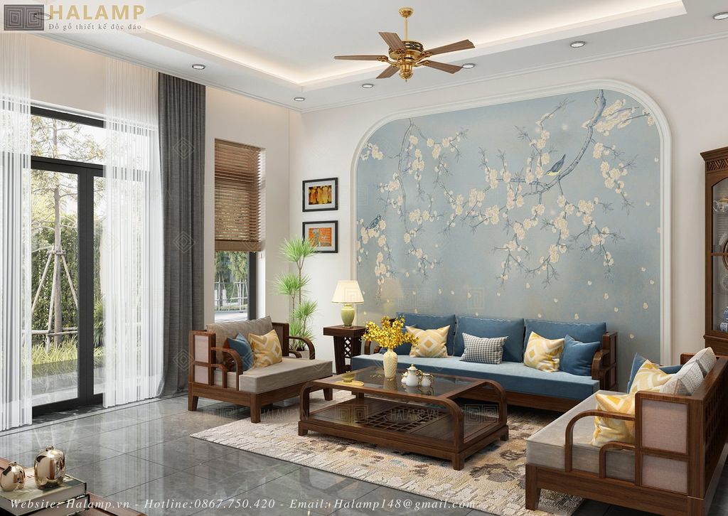 Không gian phòng khách nhà phố mặt tiền 5m
