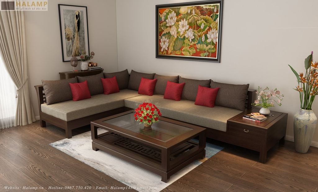 Mẫu sofa chữ L tay vuông to