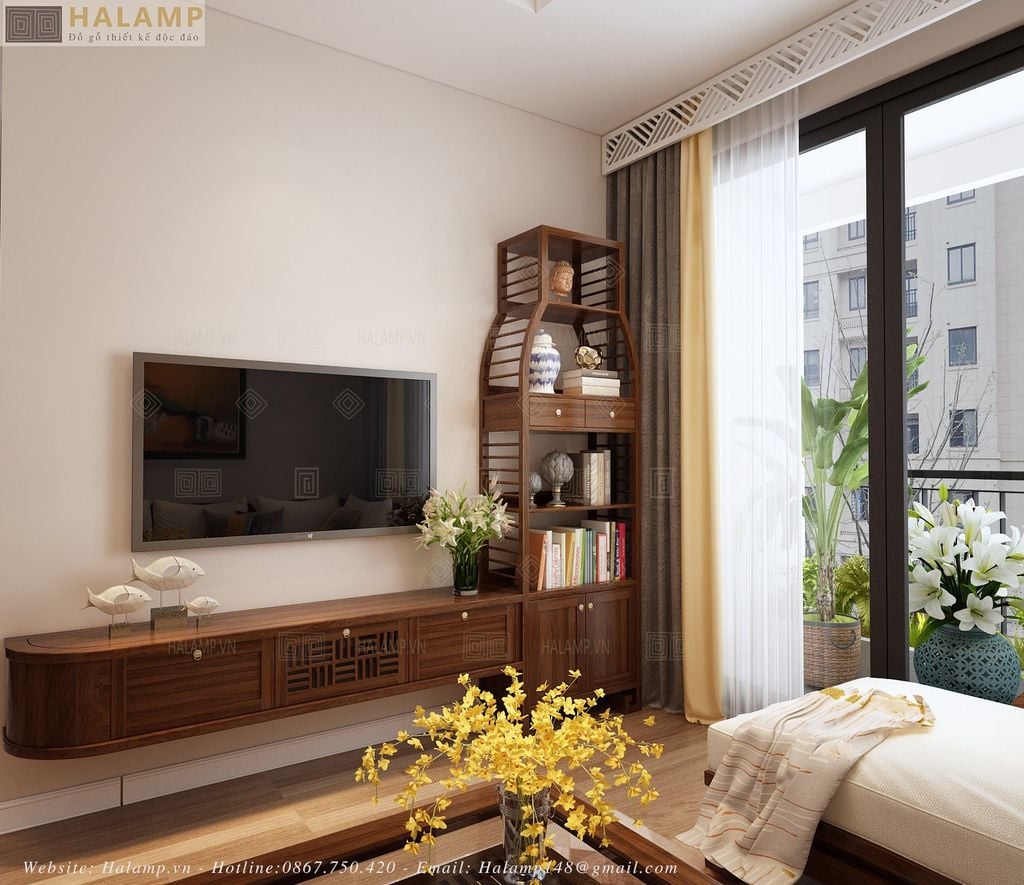 kệ ti vi treo gỗ tự nhiên