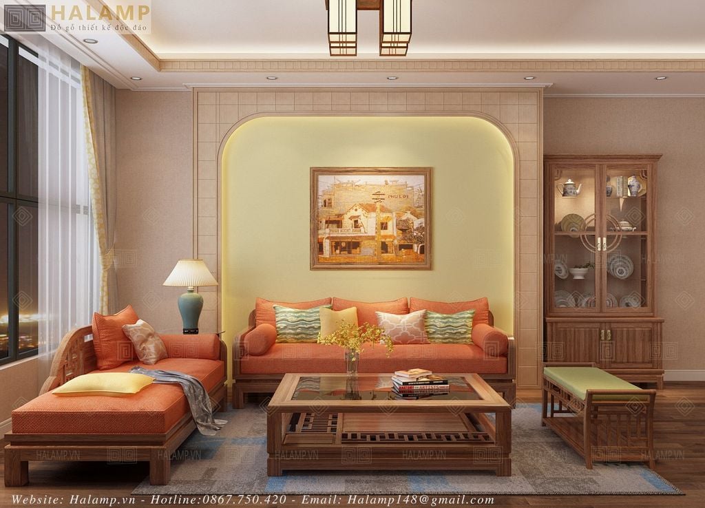 Bộ sofa gỗ tự nhiên đẹp