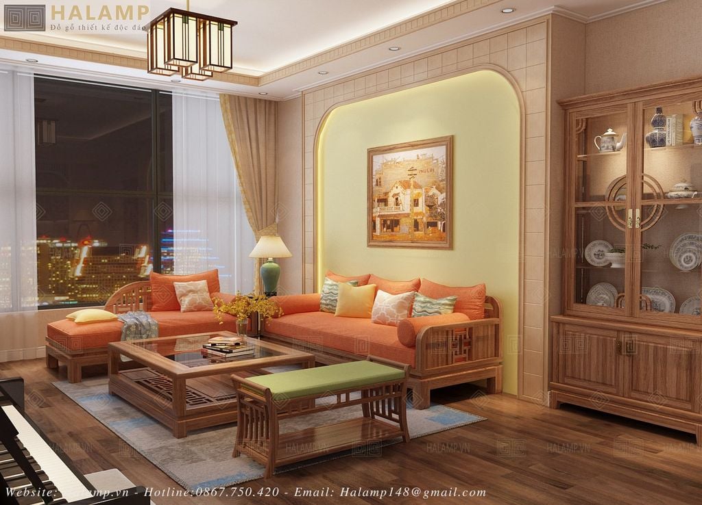 Bộ sofa gỗ tự nhiên đẹp