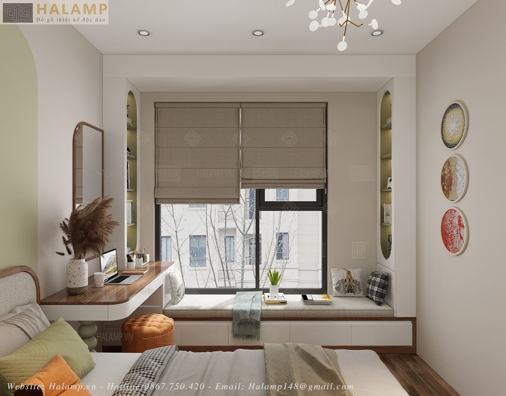 Thiết kế nội thất phòng ngủ chung cư con gái lớn