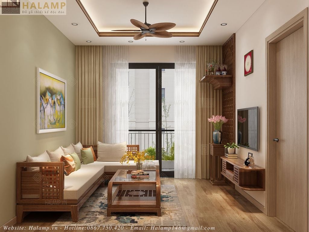 Thiết kế phòng khách chung cư 2 phòng ngủ