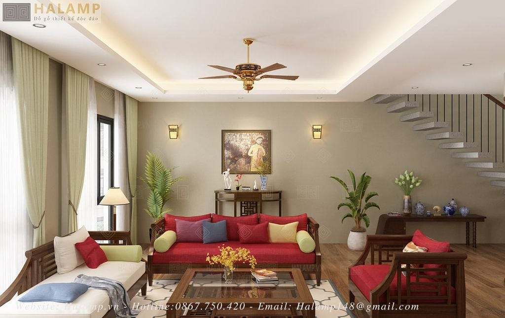 phòng khách cạnh phòng trà