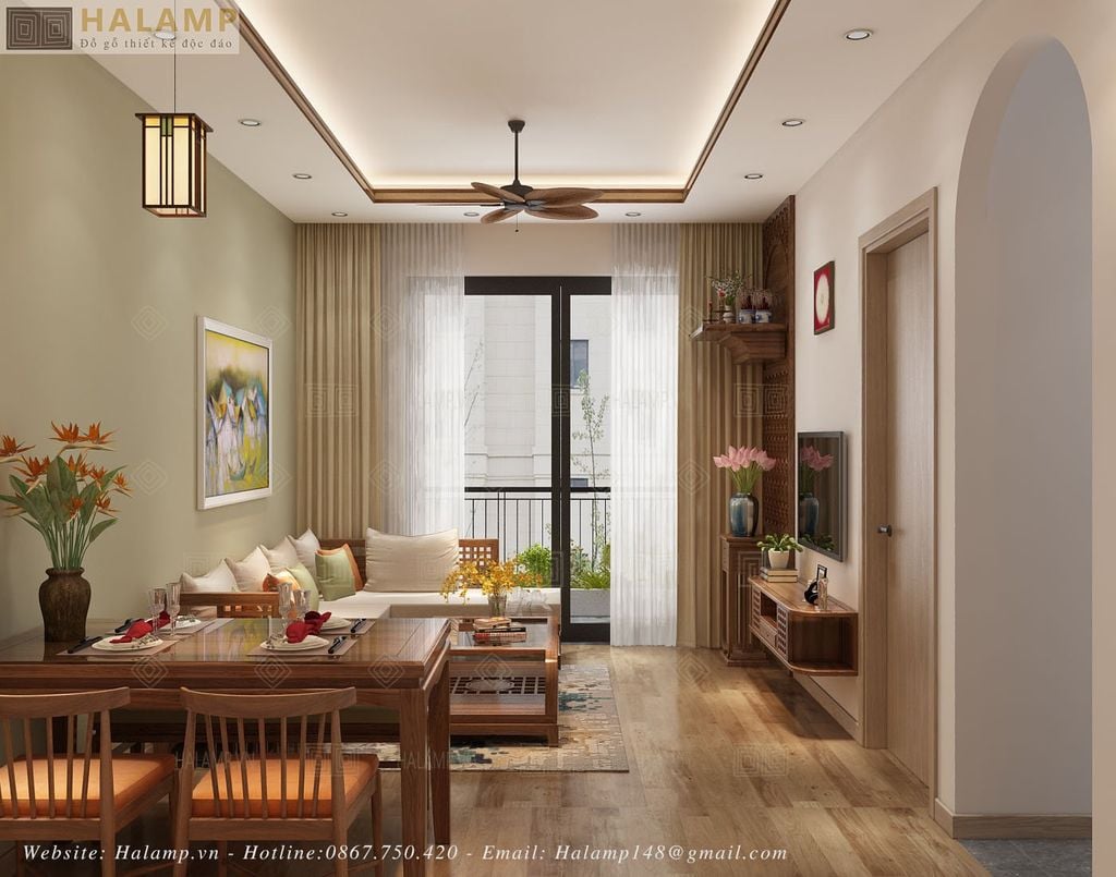 Thiết kế phòng khách chung cư 2 phòng ngủ