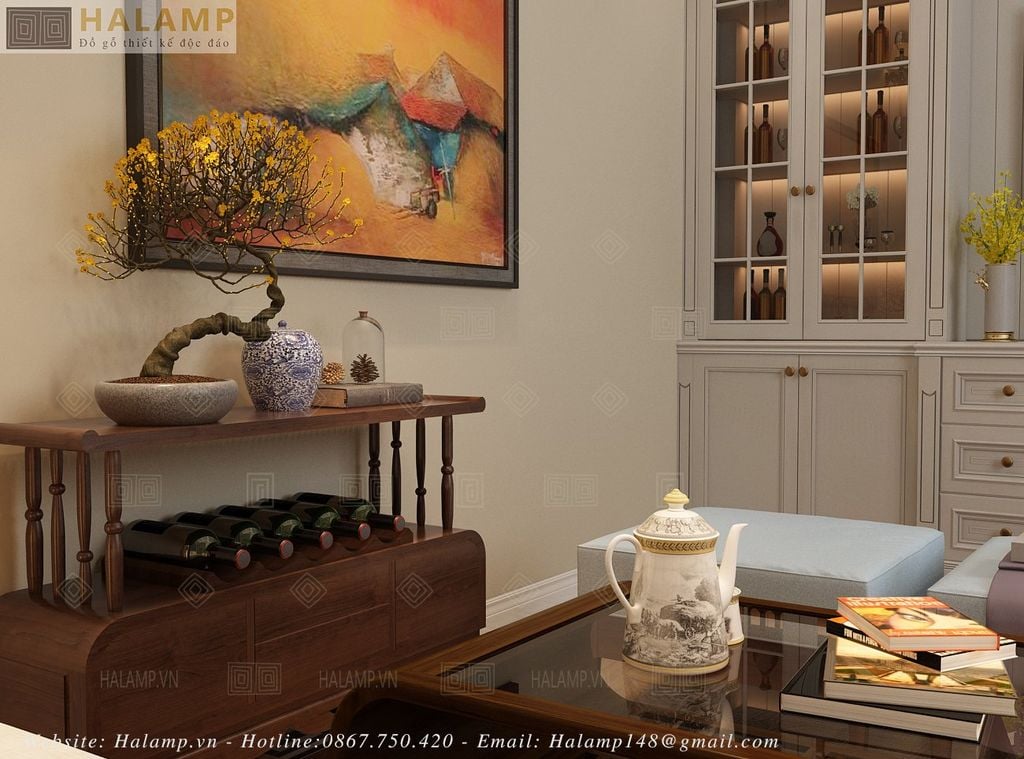 Bàn trang trí kết hợp tủ để đồ