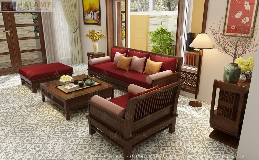 mẫu sofa gỗ tự nhiên đẹp