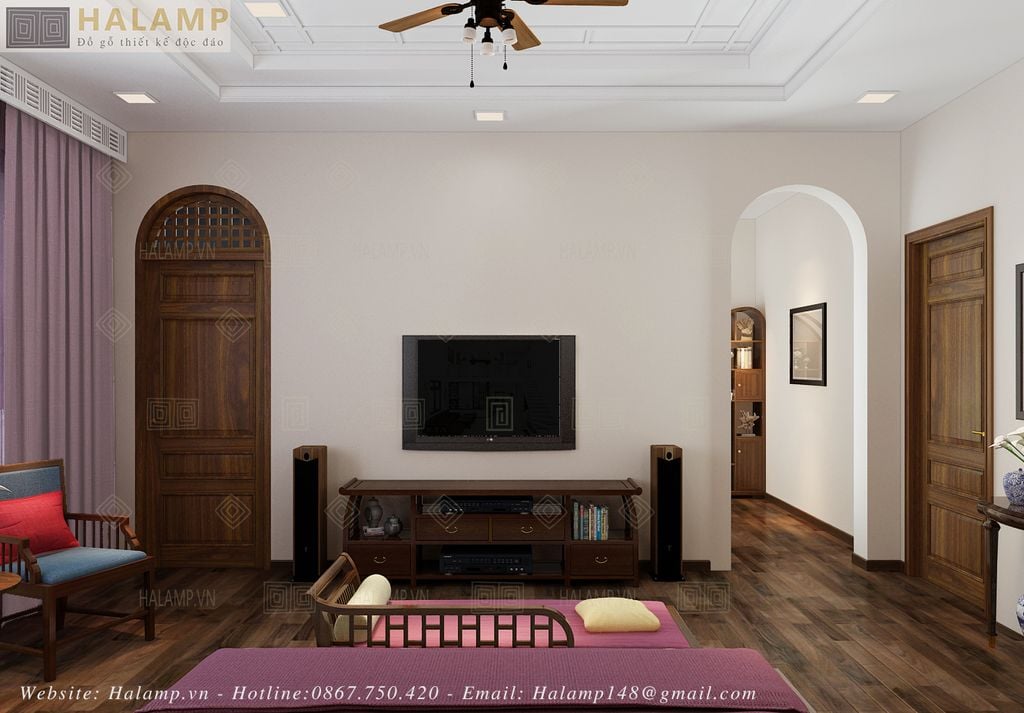 không gian phòng ngủ liên thông với một phòng thiền thư giãn