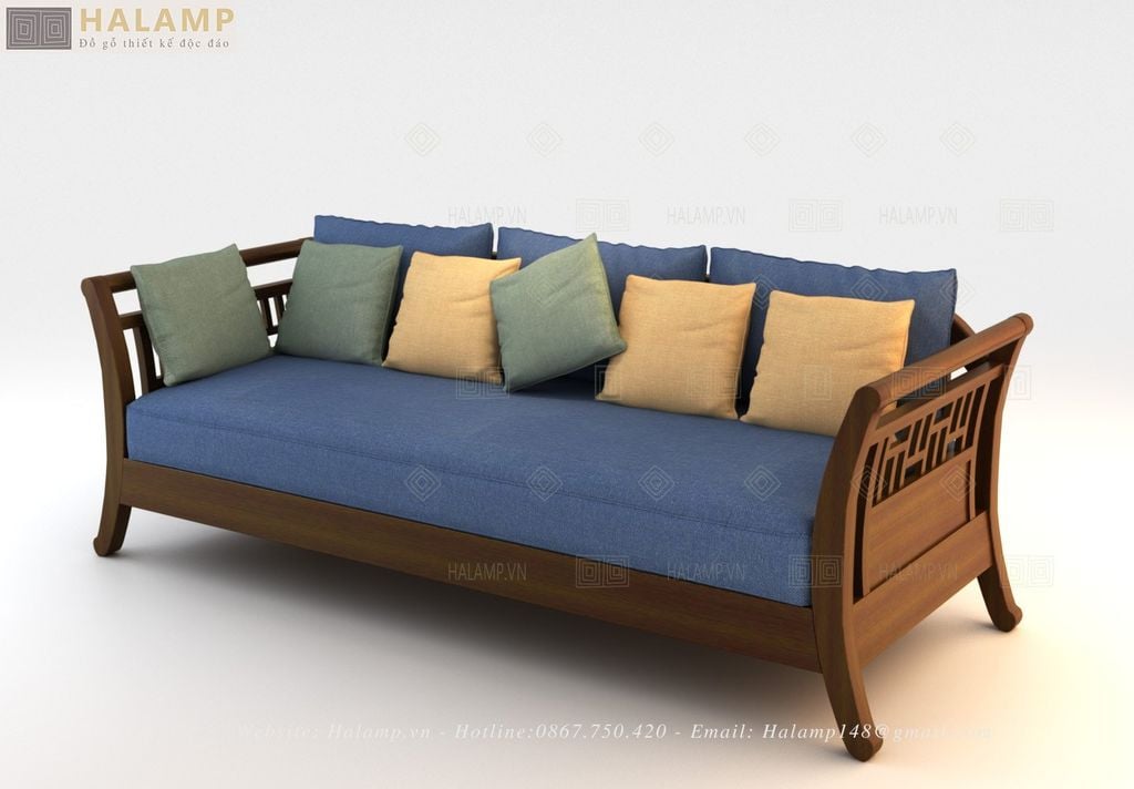 Mẫu sofa văng ghế dài gỗ tự nhiên phong cách grandbois