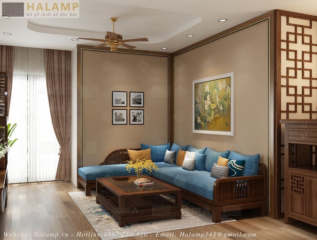Mẫu sofa chữ L sofa góc gỗ tự nhiên gỗ gụ grandbois