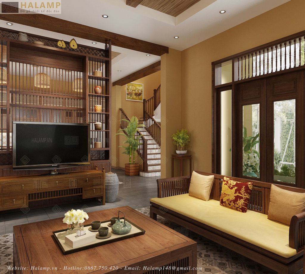 Thiết kế vách ngăn phòng khách và phòng ăn