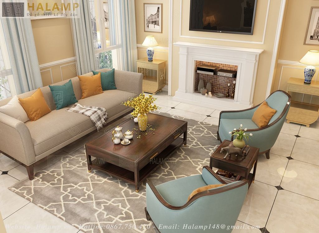 bộ sofa đẹp là trung tâm của phòng khách