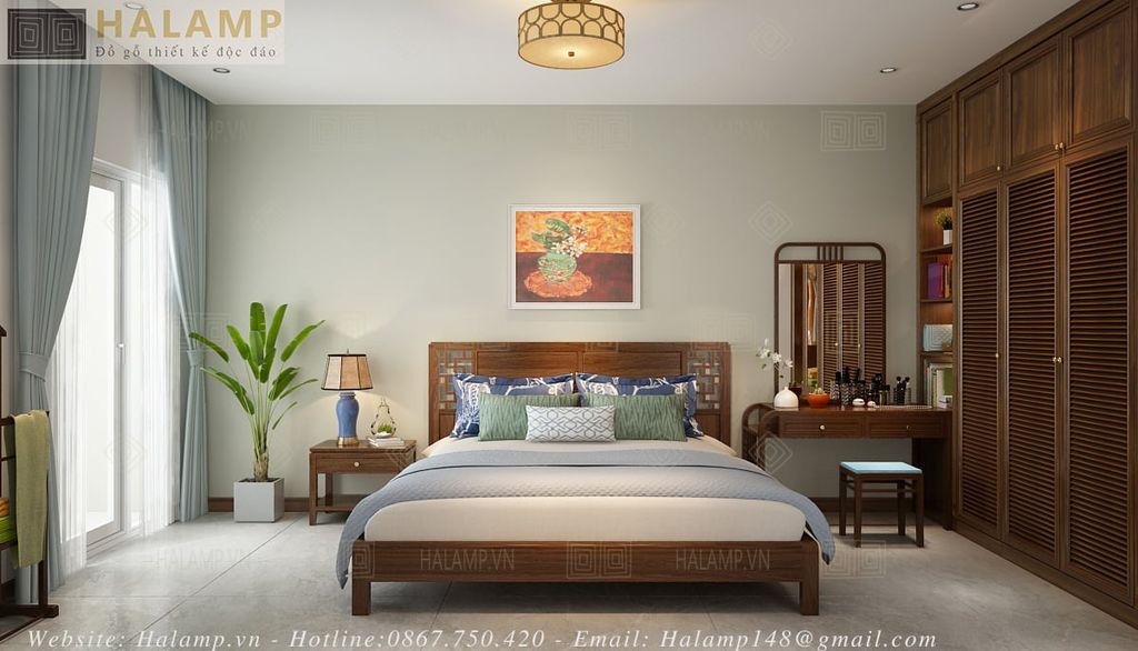 thiết kế phòng ngủ bà tận dụng đồ gỗ Việt