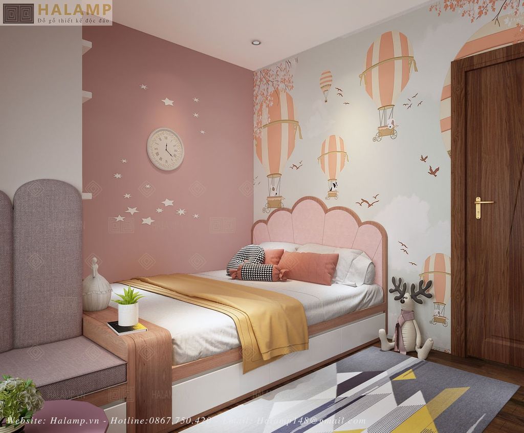 Thiết kế nội thất phòng ngủ chung cư con gái nhỏ