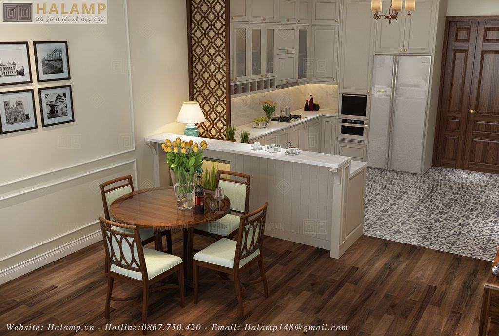 Thiết kế vách ngăn tủ bếp