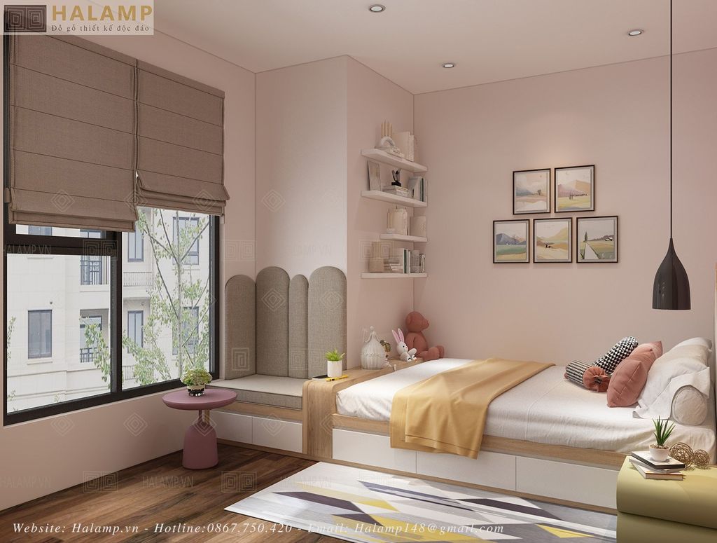 Thiết kế nội thất phòng ngủ chung cư con gái nhỏ
