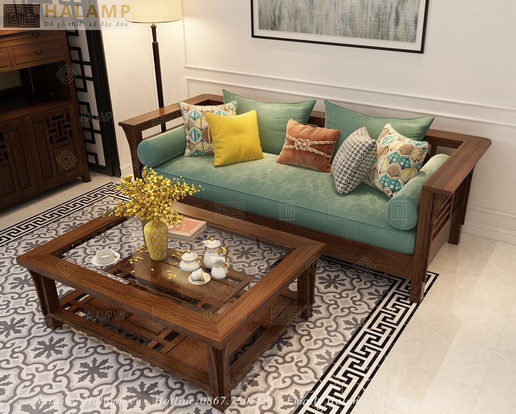 Mẫu sofa văng ghế dài gỗ tự nhiên hiện đại