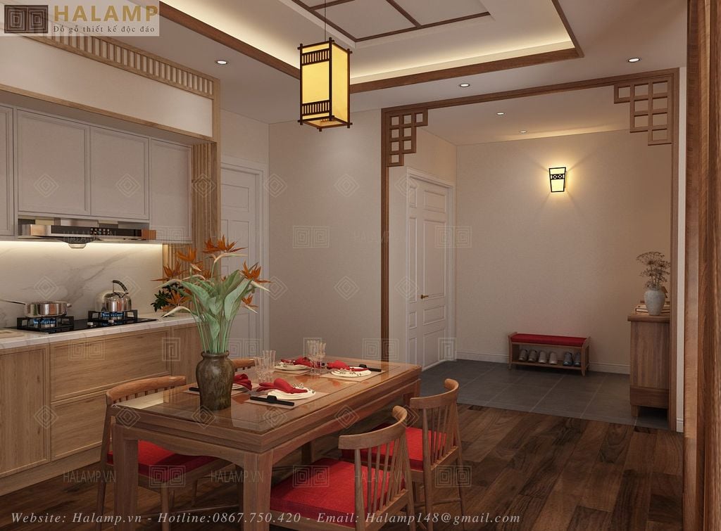 bàn ăn gỗ tự nhiên đẹp với tựa lưng thấp