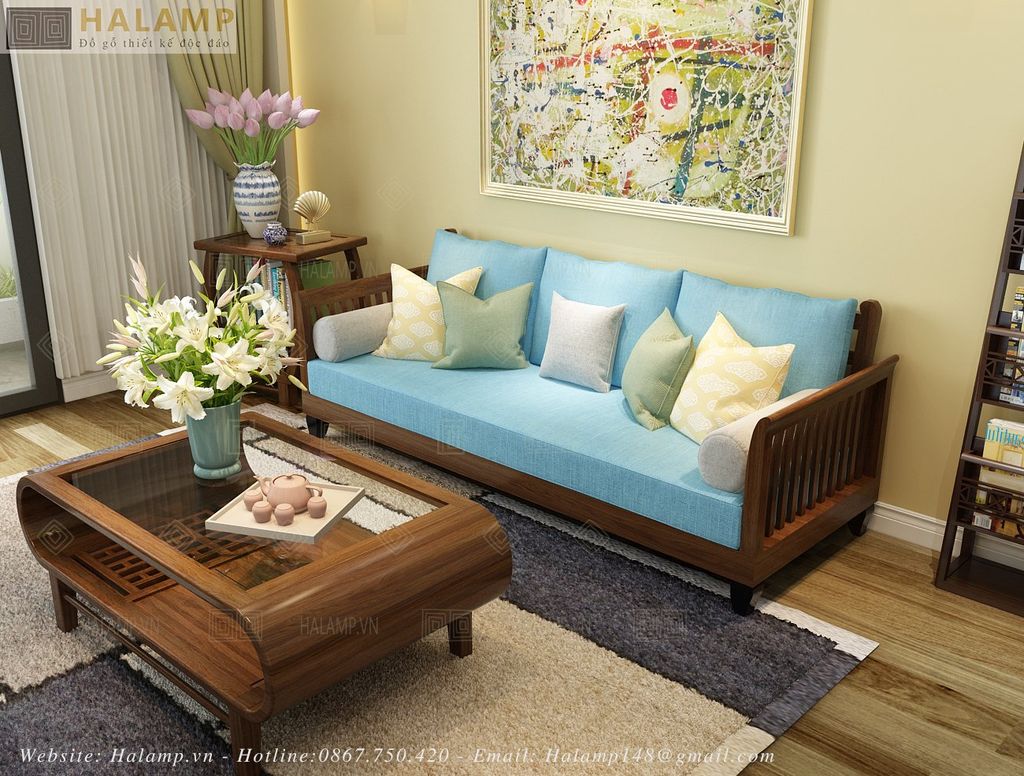 Mẫu sofa văng ghế dài gỗ tự nhiên Halamp