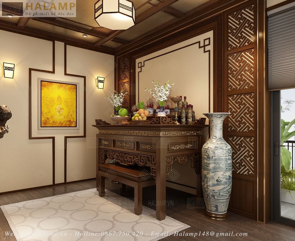 mẫu bàn thờ gia tiên cho biệt thự