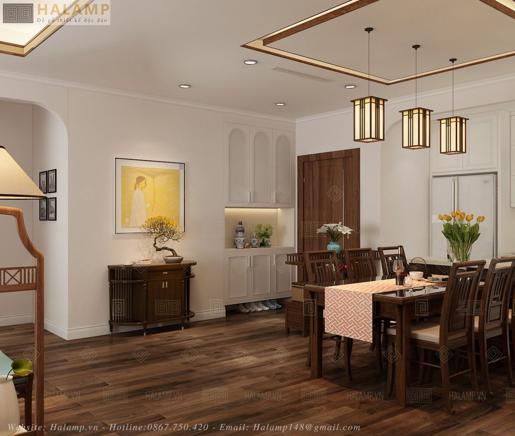 Thiết kế nội thất phòng khách với đồ gỗ grandbois mua sẵn