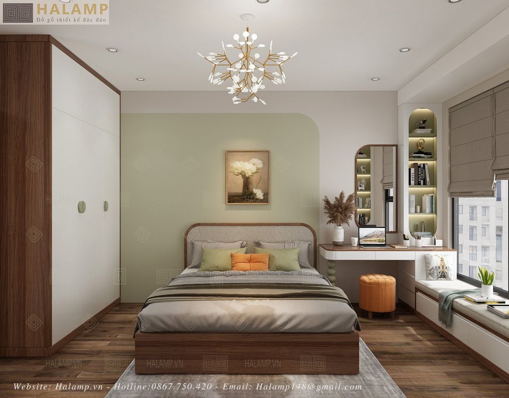 Thiết kế nội thất phòng ngủ chung cư con gái lớn