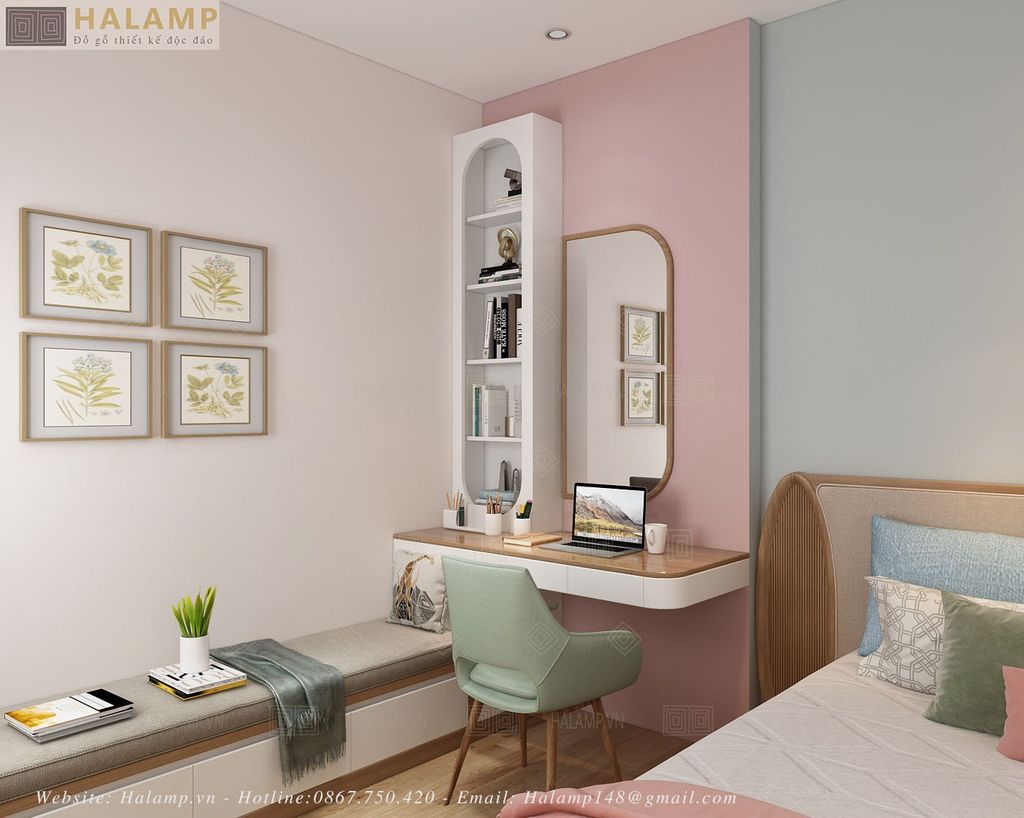 Thiết kế phòng ngủ con gái căn hộ chung cư