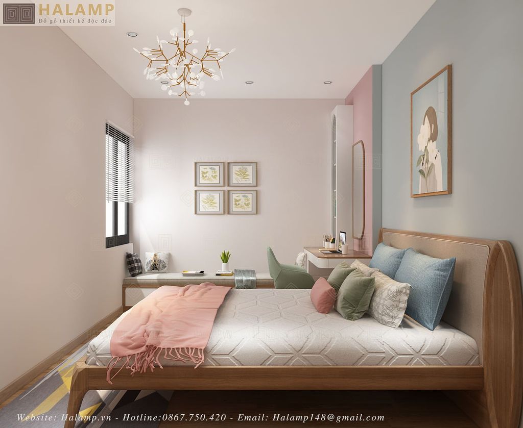 Thiết kế phòng ngủ con gái căn hộ chung cư