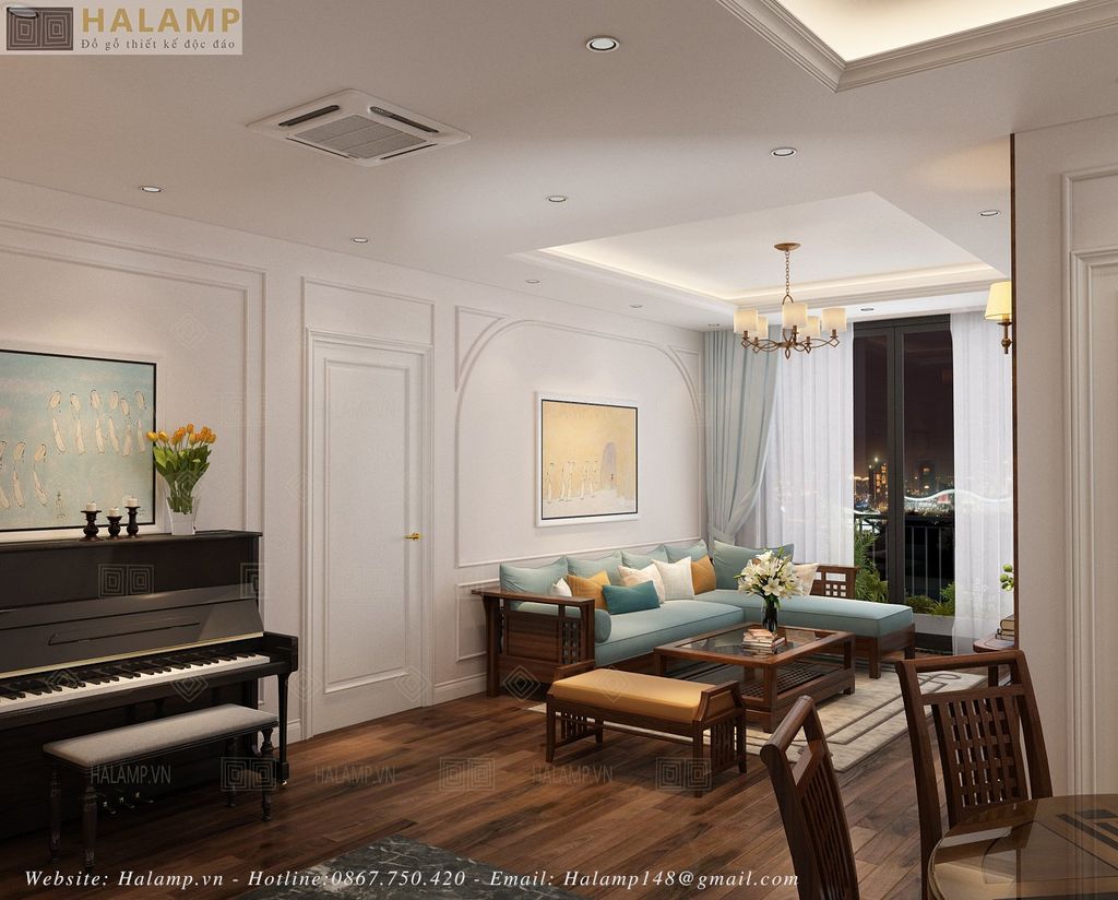 Trang trí tường bằng phào chỉ Pu phòng khách