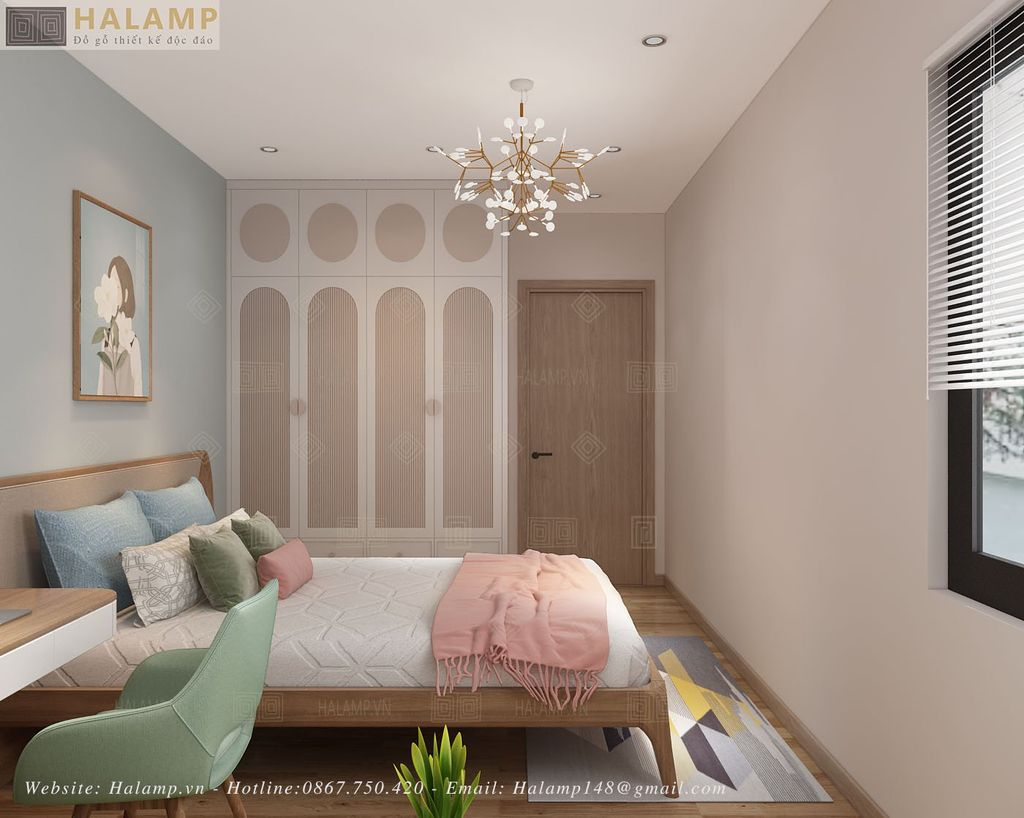 Thiết kế phòng ngủ con gái căn hộ chung cư