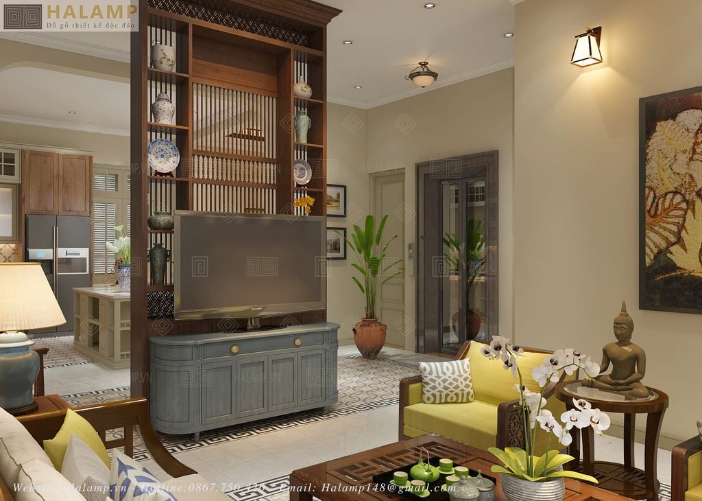 Thiết kế vách ngăn phòng khách và phòng ăn