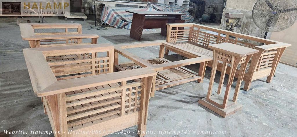 sofa góc tay vuông gỗ gụ